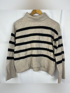 The Reset" Striped Mock‎ Neck Cashmere/Wool Knit Sweater